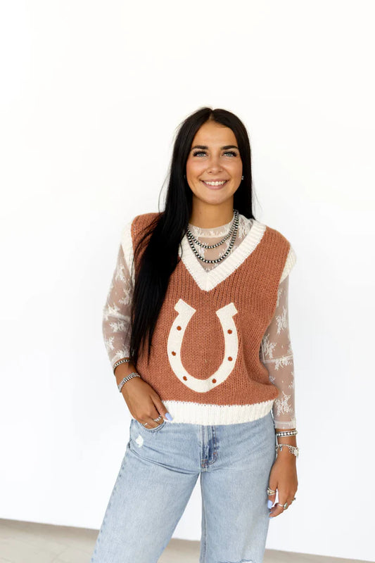 HORSESHOE V NECK SWEATER