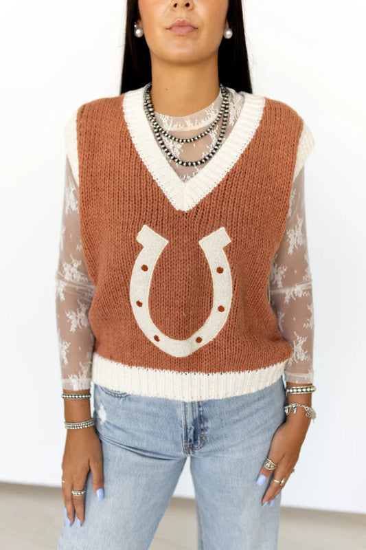 HORSESHOE V NECK SWEATER