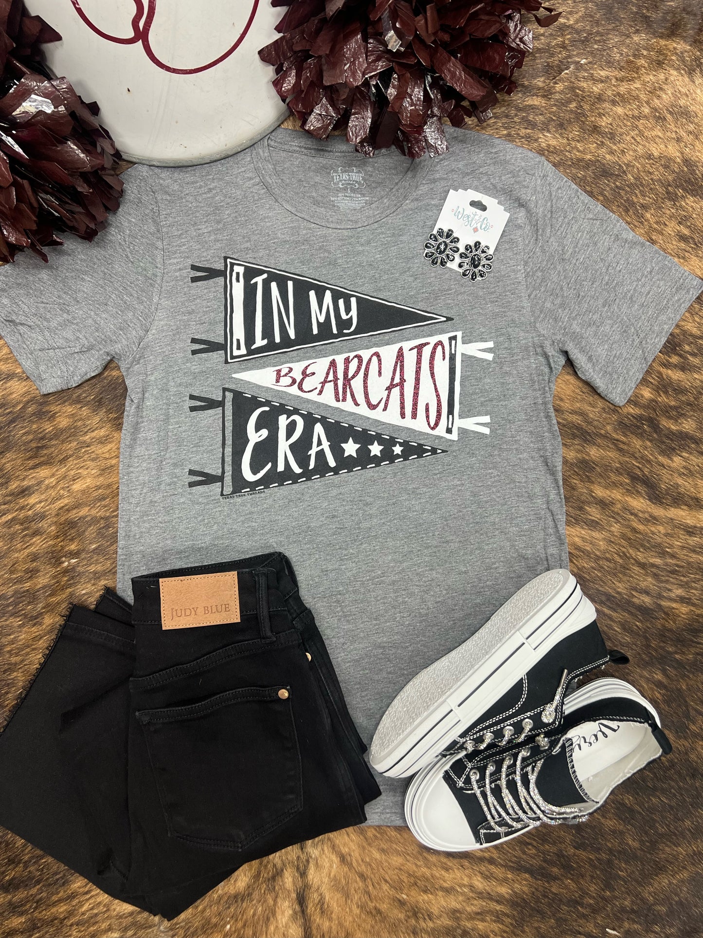Bearcat Maroon Glitter Tee