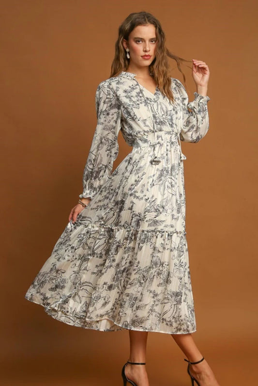 Classic Maxi Floral LS Dress