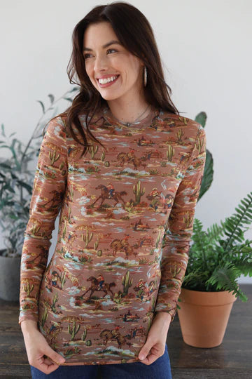 COWBOY TAUPE MESH TOP