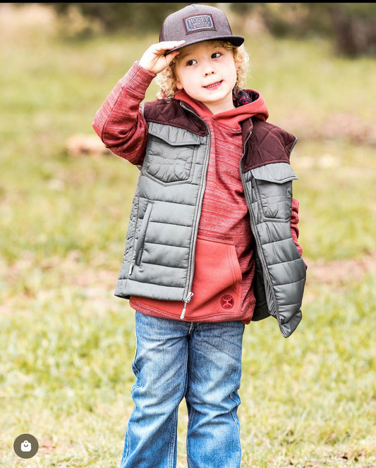 Hooey Youth Boys Olive Yoke Vest
