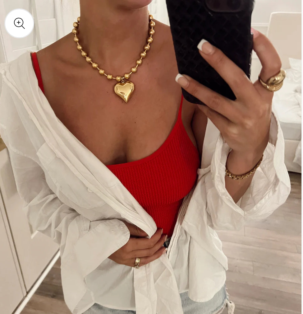 CHUNKY GOLD HEART NECKLACE