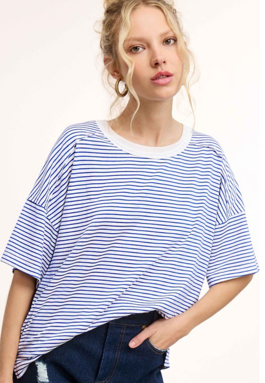BASIC STRIPE ROYAL BLUE TOP