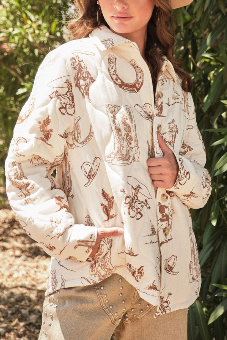 WESTERN PRINTED QUILTED JACKET