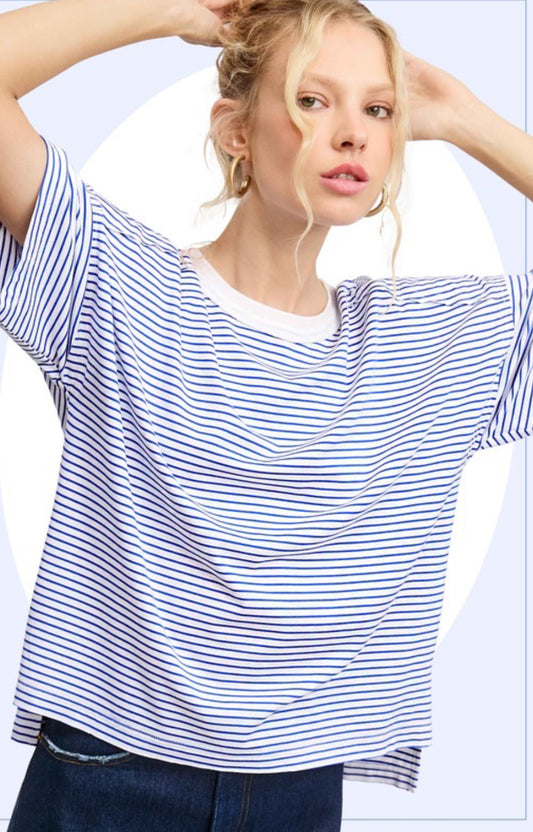 BASIC STRIPE ROYAL BLUE TOP
