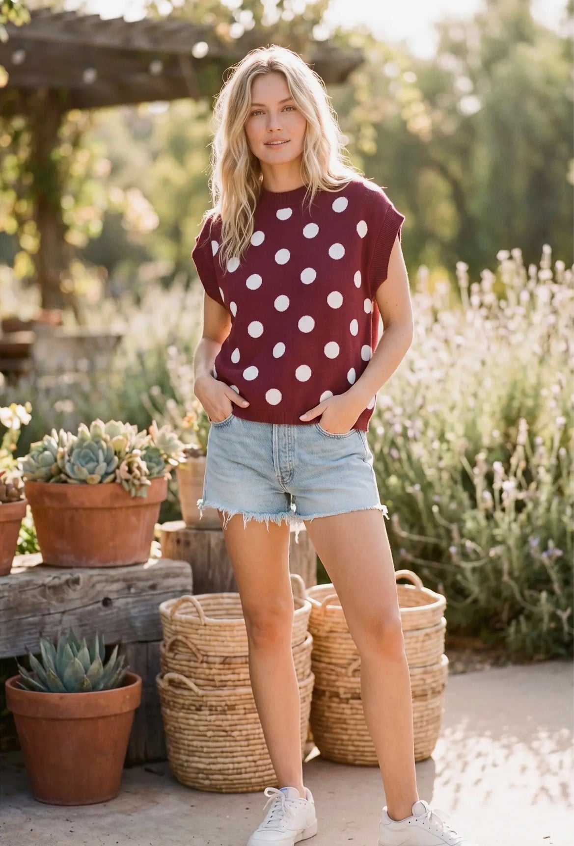 GAMEDAY POLKA DOT MAROON/WHITE TOP
