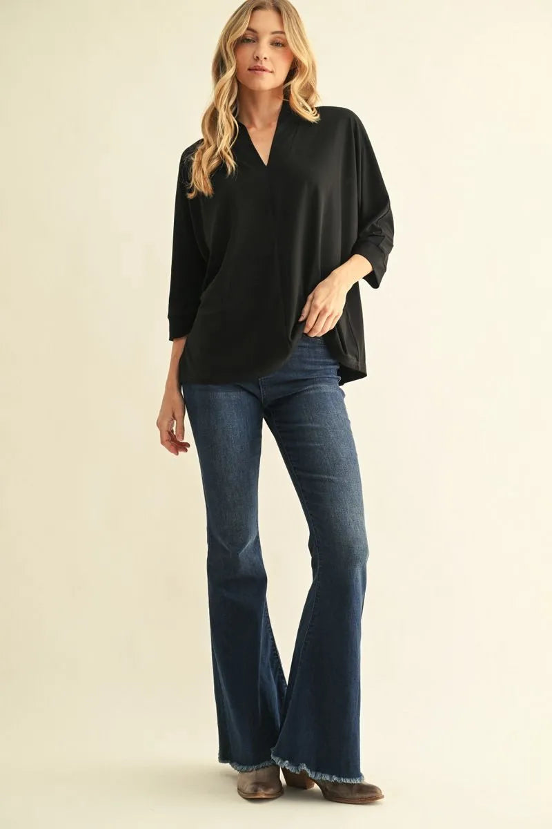 SHAWL NECK BLACK TOP