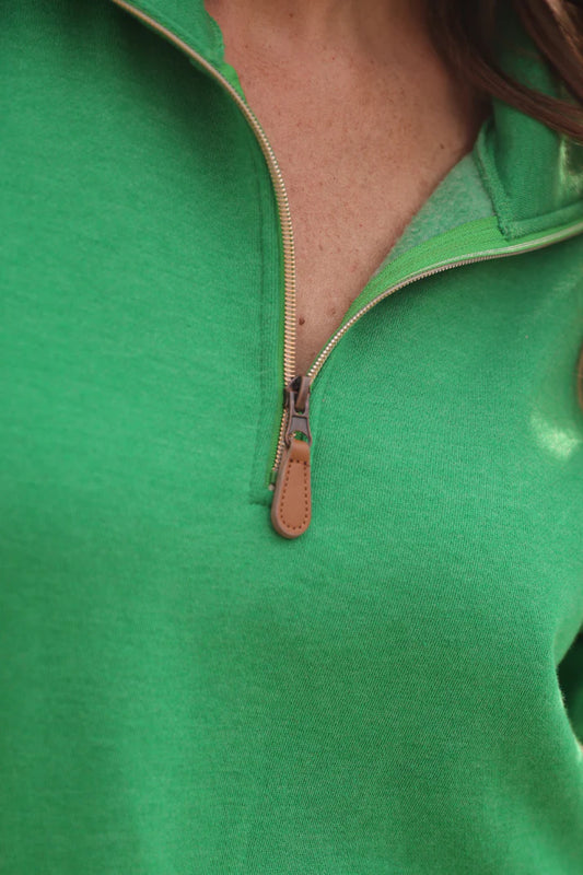 MILEY 1/4 ZIP GREEN PULLOVER