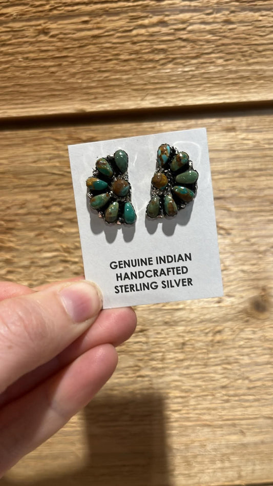 AUTHENTIC TURQUOISE CLUSTER EARRINGS