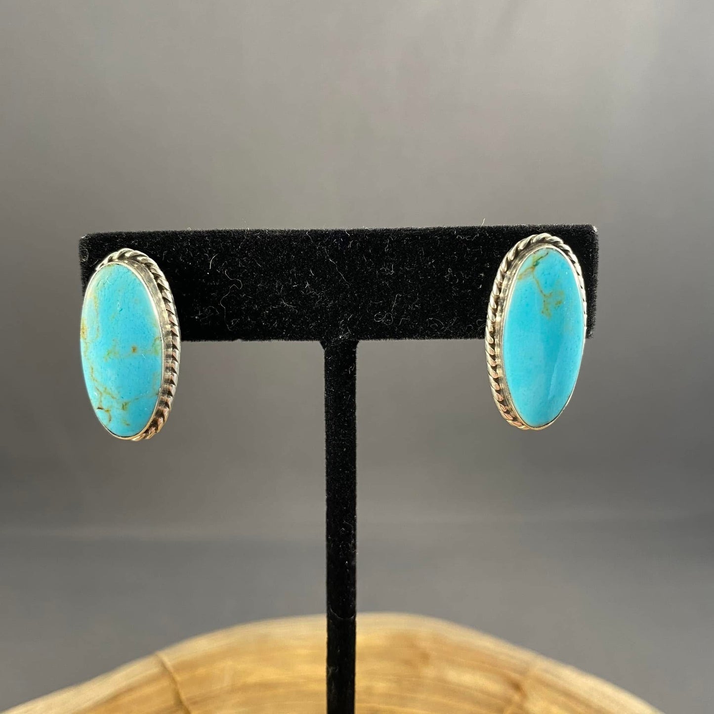 Authentic Turquoise Oval Stud Earrings