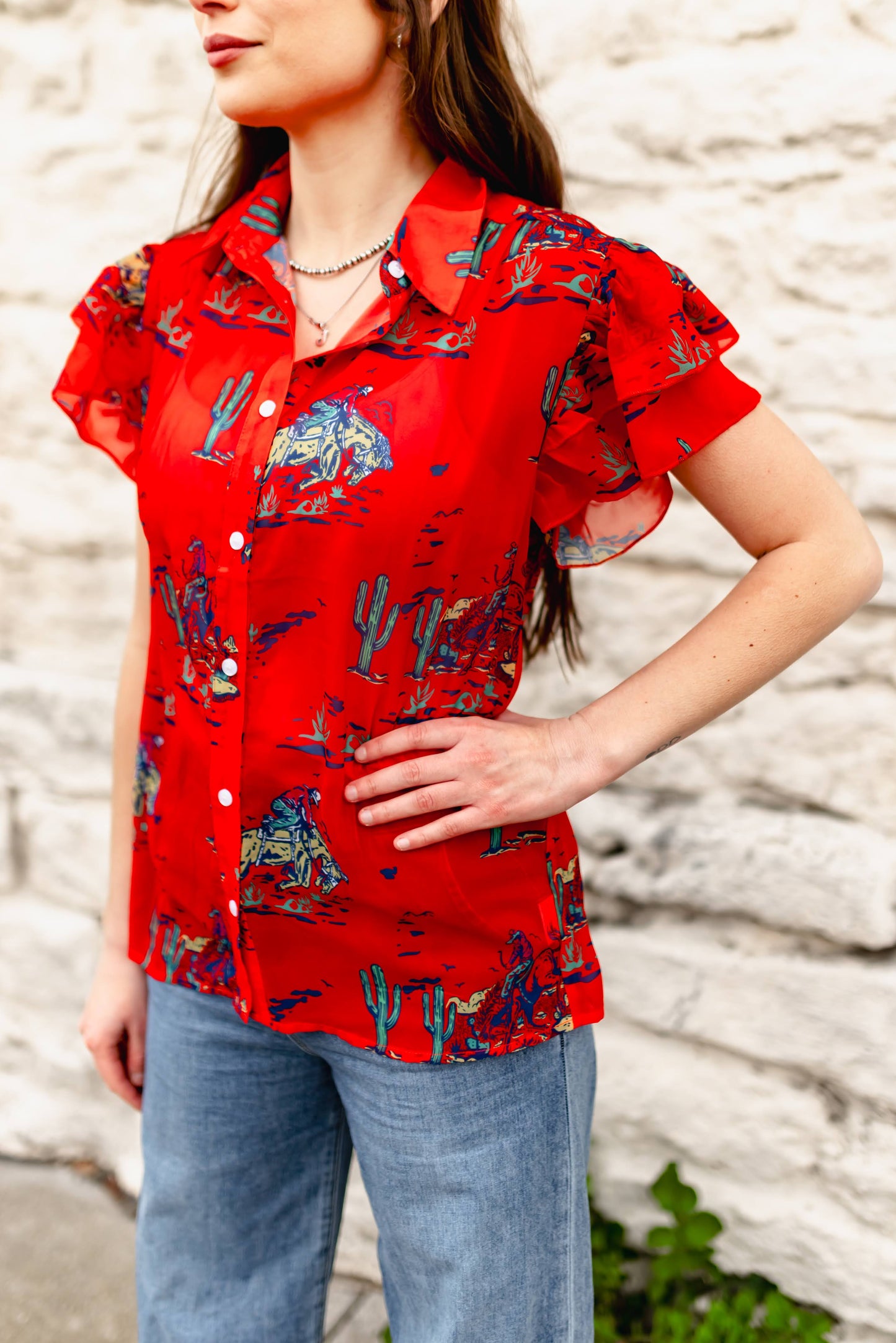 COWBOY FLUTTER RED TOP