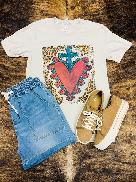 LEOPARD SACRED HEART TEE