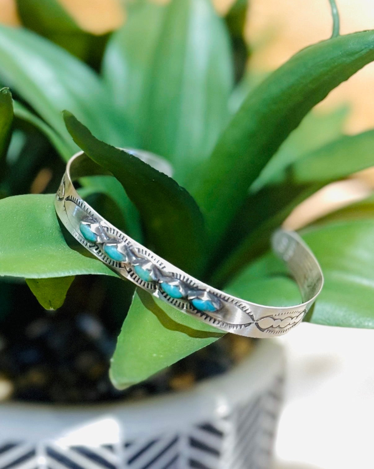SMALL 5 STONE AUTHENTIC TURQUOISE CUFF