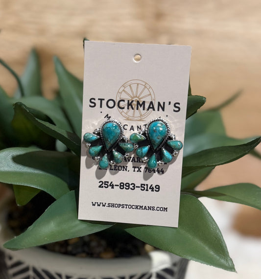 TURQUOISE TEARDROP POST EARRINGS