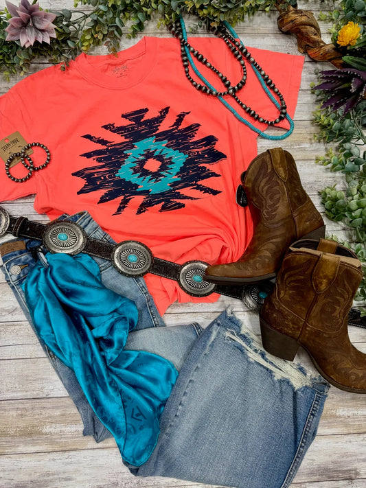ASHLEY AZTEC ORANGE TEE