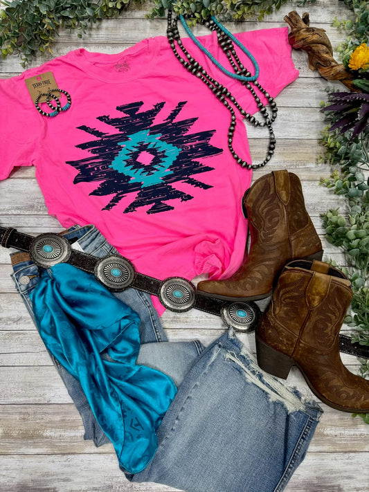 ASHLEY AZTEC PINK TEE