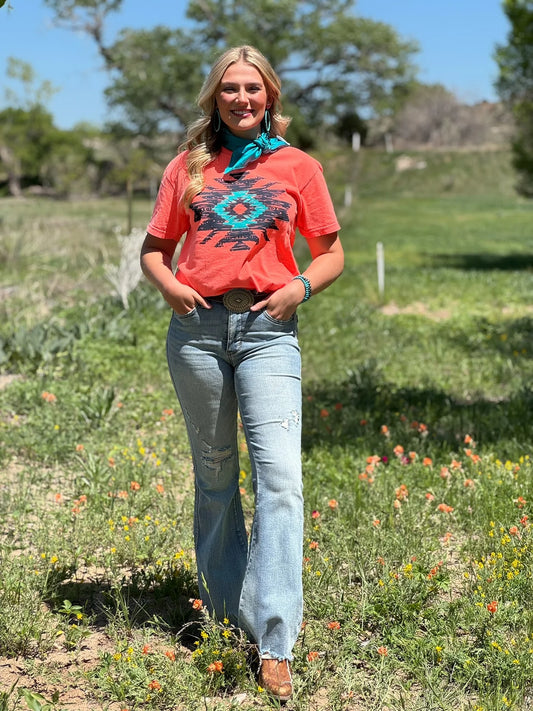 ASHLEY AZTEC ORANGE TEE