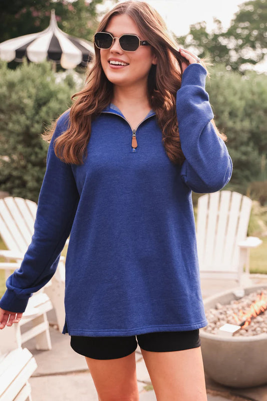 MILEY 1/4 ZIP BLUE PULLOVER