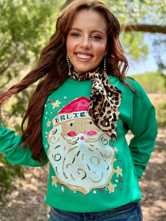 BELIEVE N SANTA SWEATER