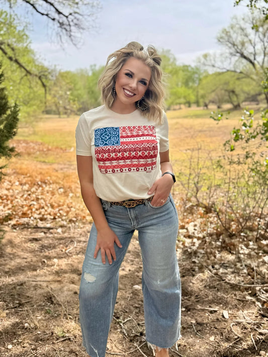 BARBARA'S PAISLEY FLAG TEE