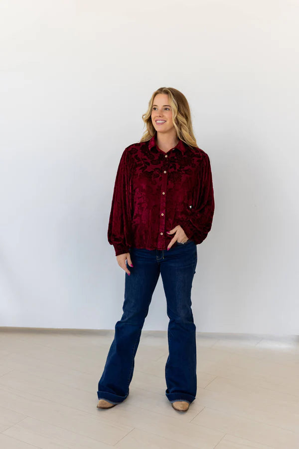 WINE VELVET LS TOP
