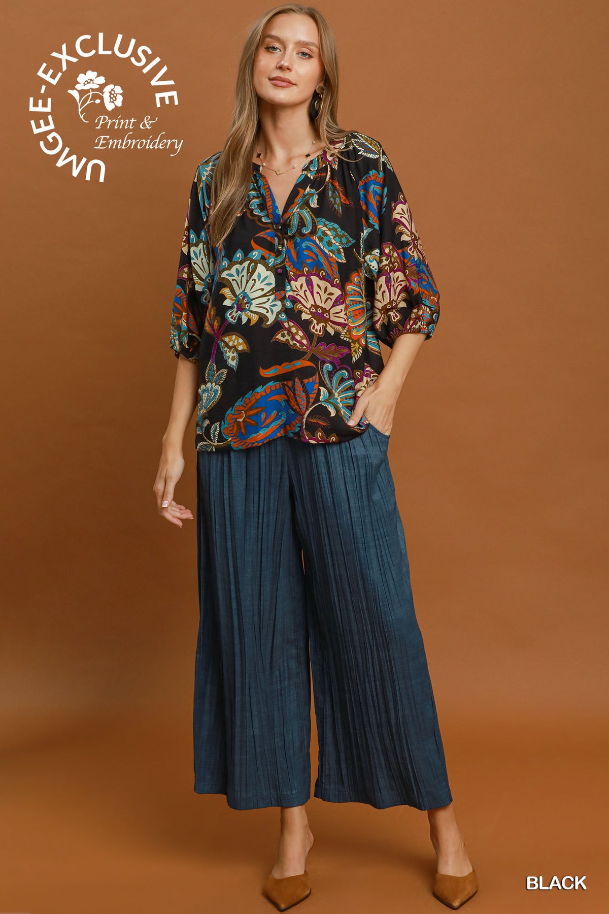 BOHO PAISLEY BLACK TOP