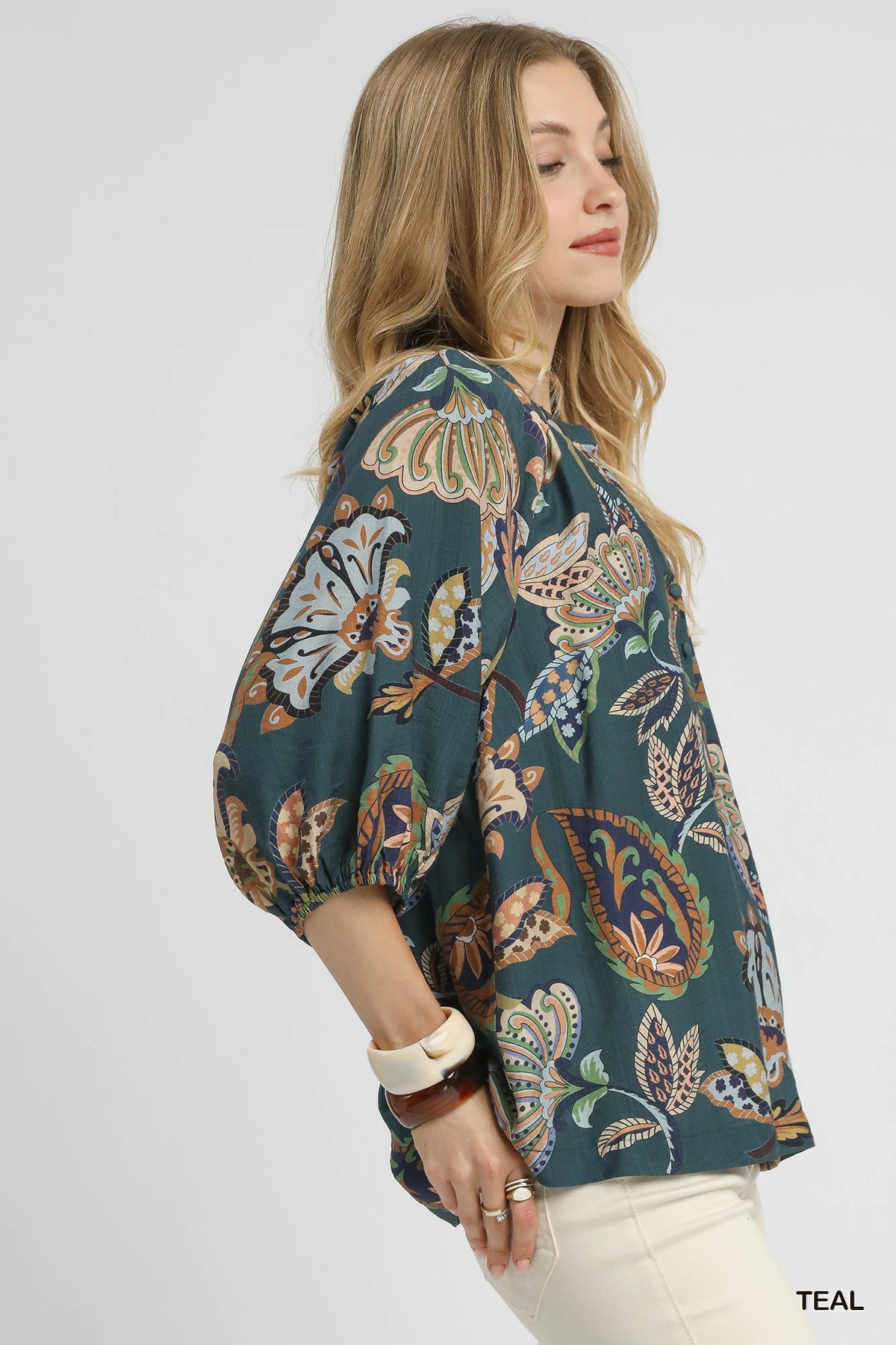 BOHO PAISLEY TEAL TOP