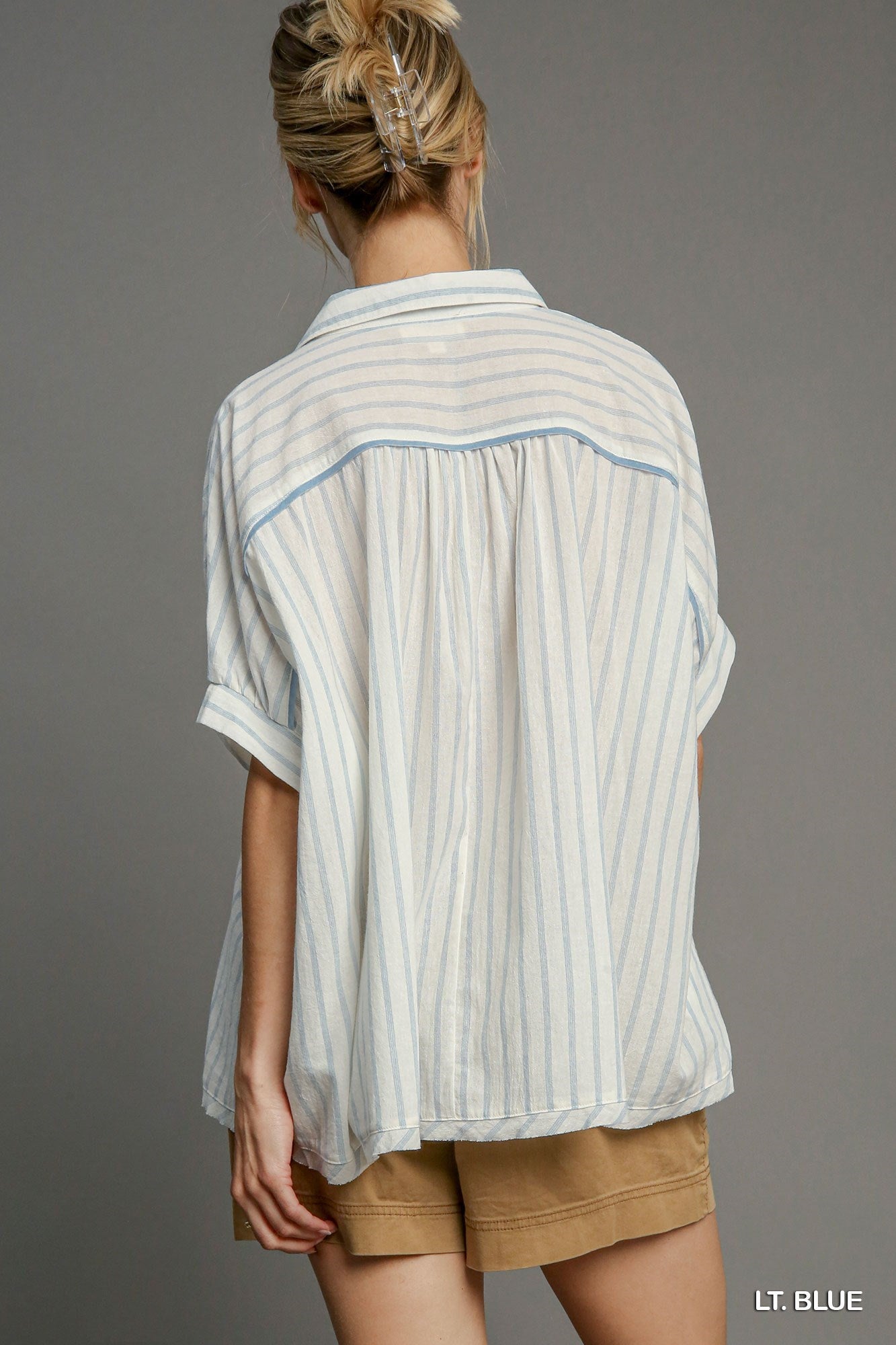 COLLARD BOXY BLUE TOP