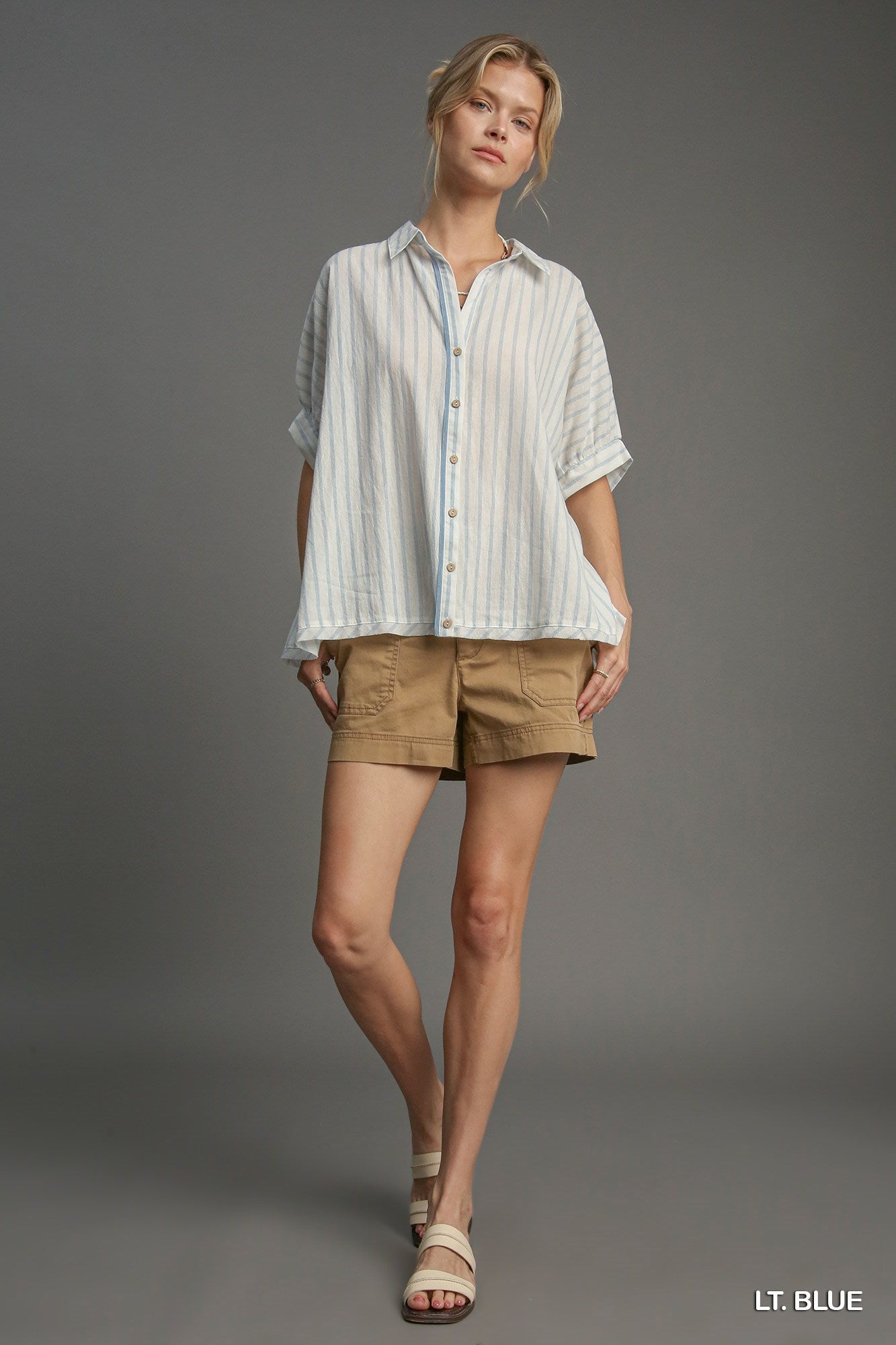 COLLARD BOXY BLUE TOP