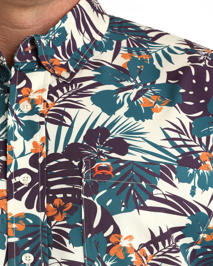 ARENA FLEX CREAM PRINT SS SHIRT