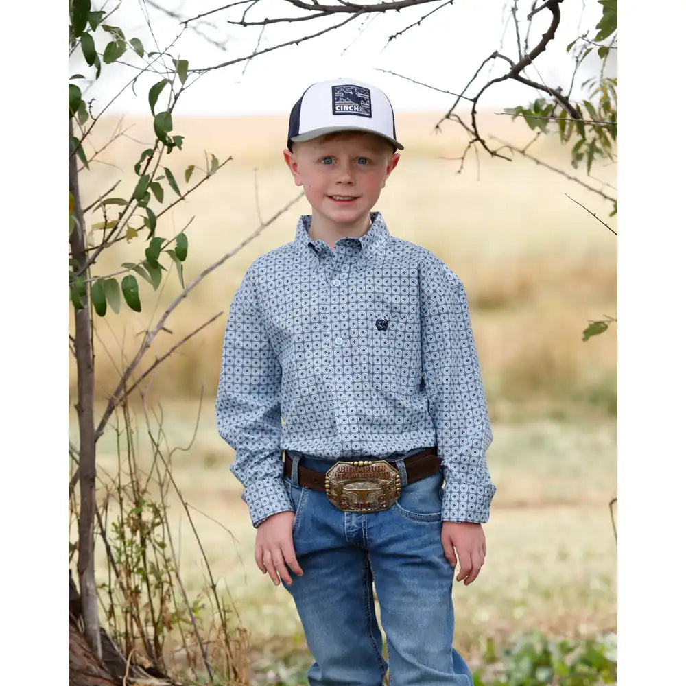 BOYS LIGHT BLUE PRINT LONG SLEEVE