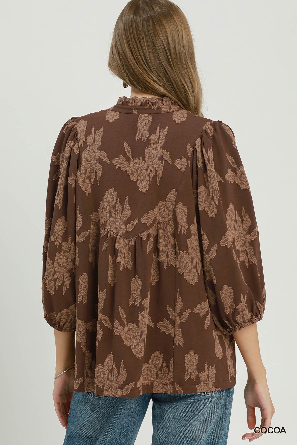 FLORAL COCOA BABYDOLL TOP