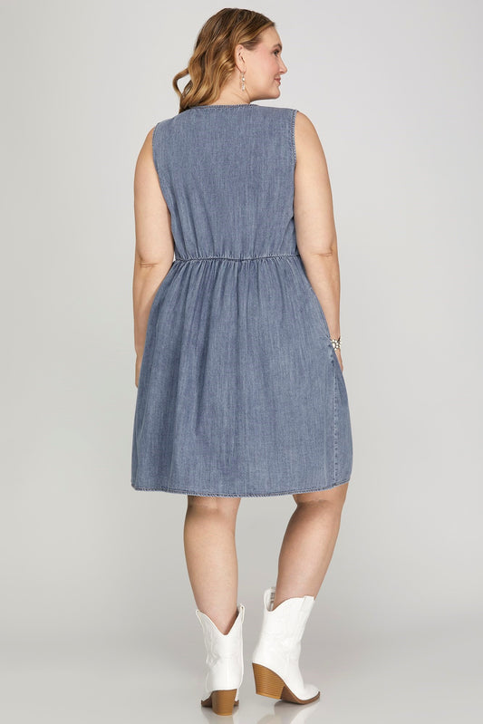 ALL THE BOWS DENIM DRESS