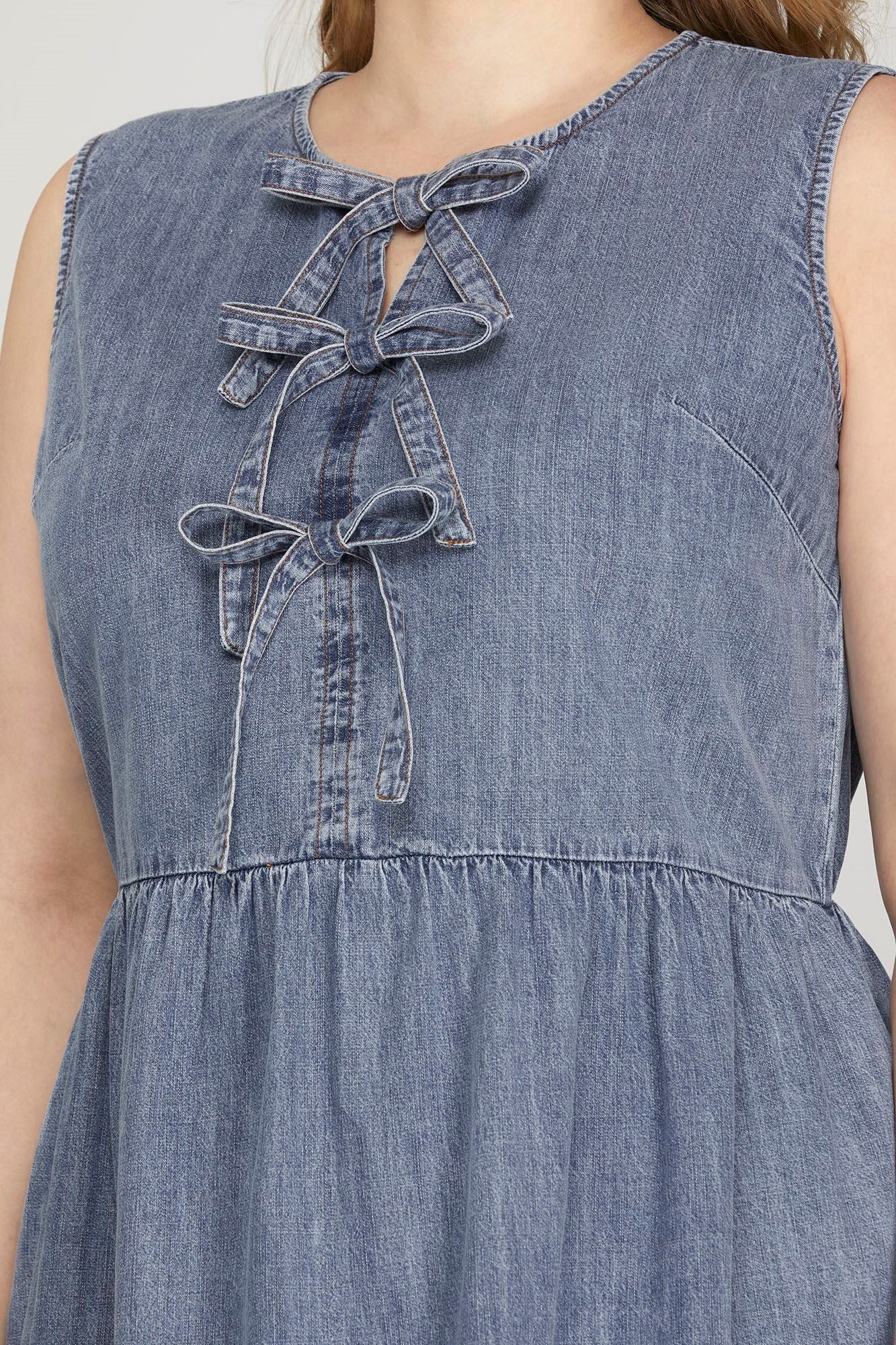 ALL THE BOWS DENIM DRESS