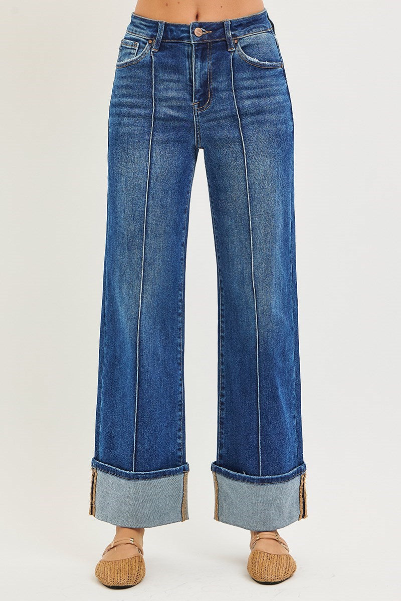 HR ANKLE WIDE TURN-UP JEANS