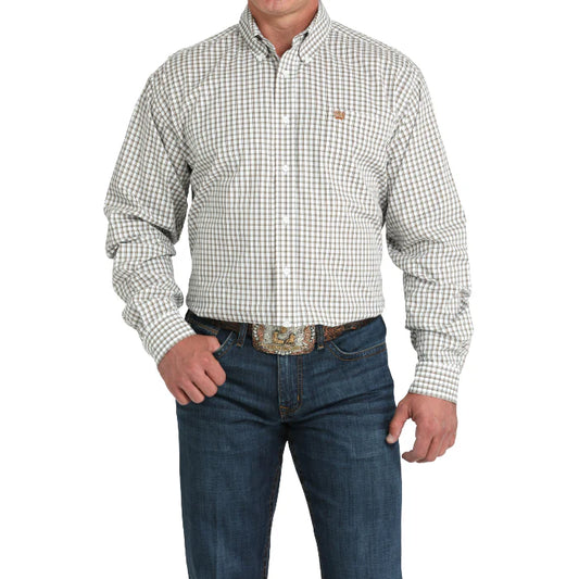 CINCH MN WHITE PLAID LS