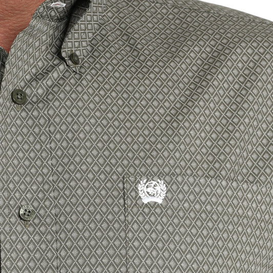 CINCH MN OLIVE PLAID LS