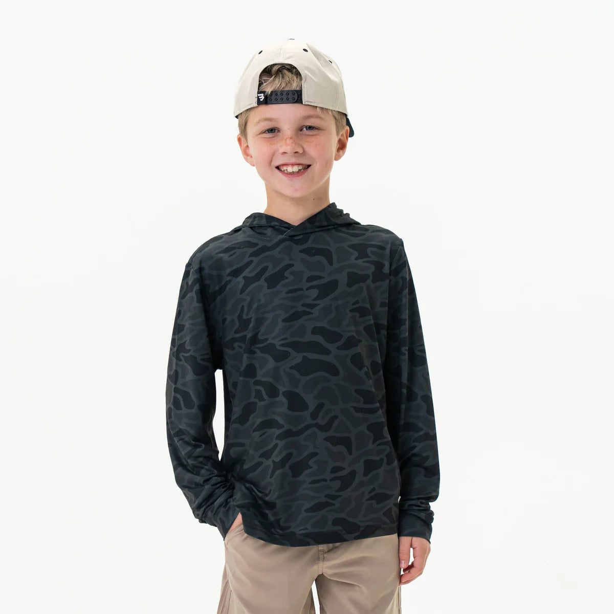 YOUTH PERFORMANCE BLACK CAMO HOODIE