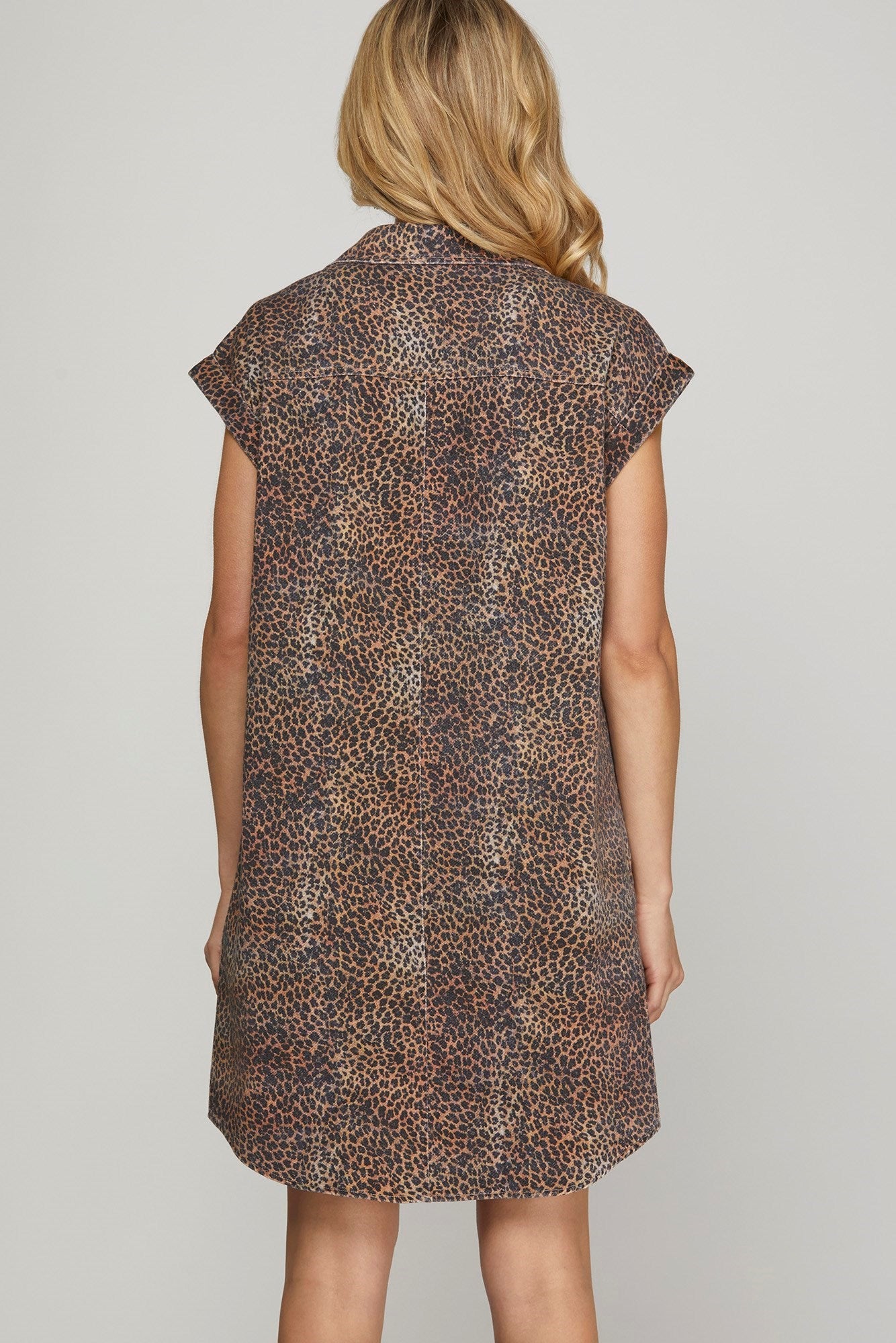 LEOPARD TWILL WASHED DRESS