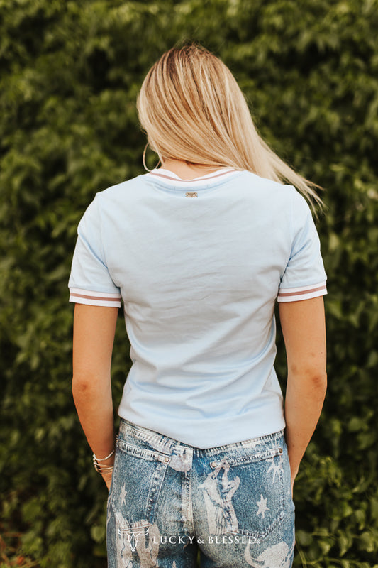 WILD WEST STUD LIGHT BLUE SS TOP