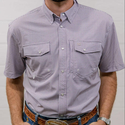 THE HEIRLOOM SQUARES PURPLE PERFORMANCE SHIRT