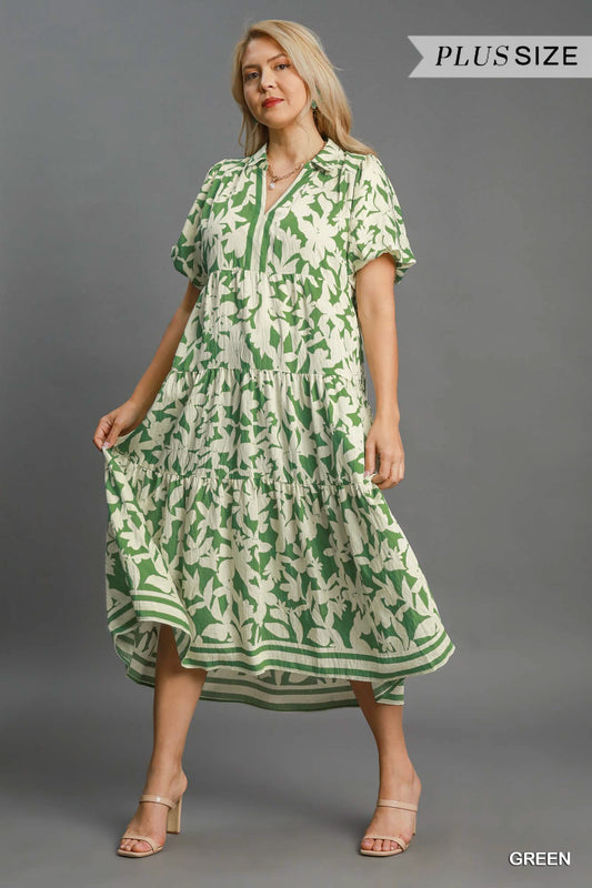 BOTANICAL TIERED MIDI DRESS
