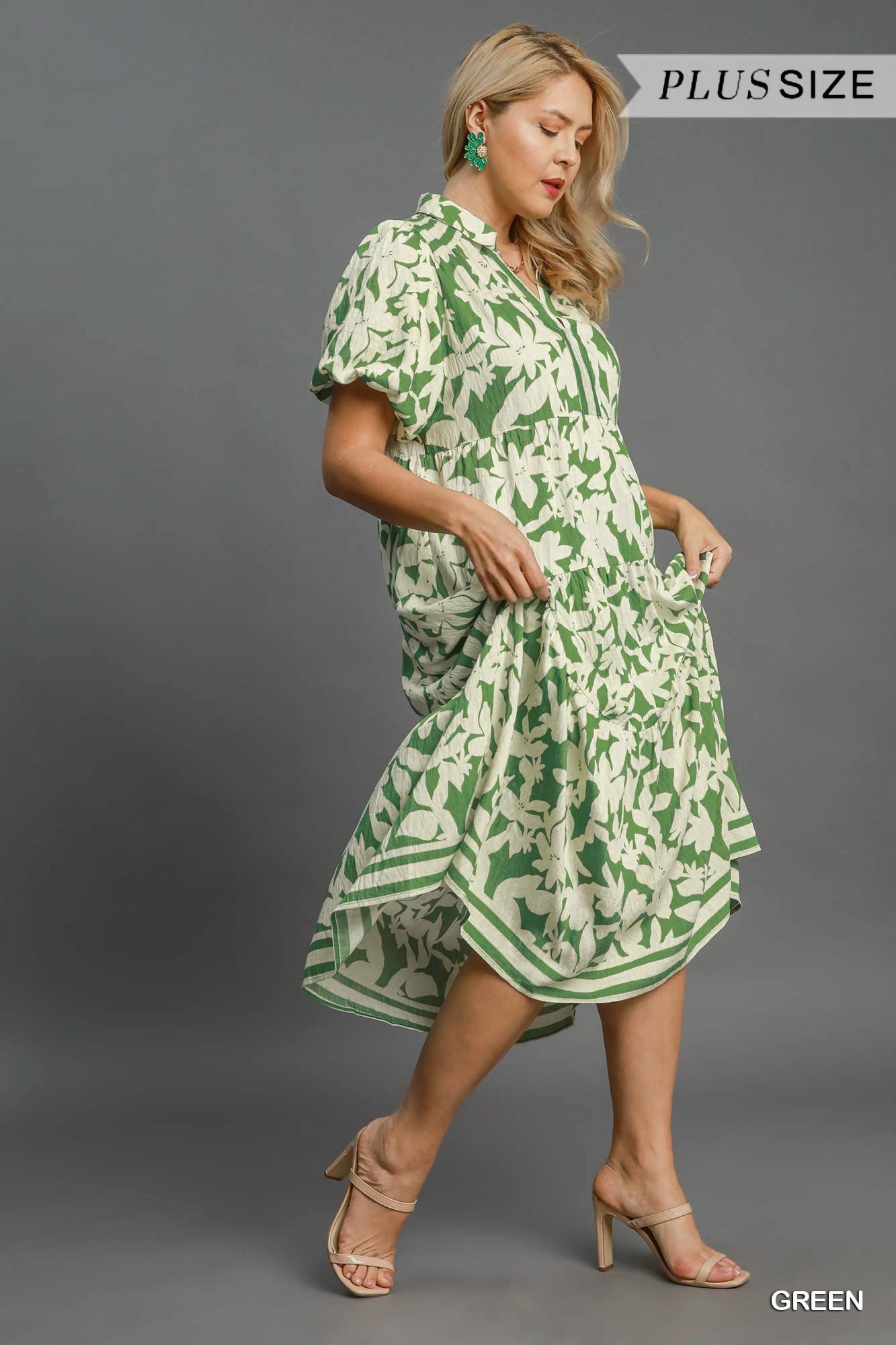 BOTANICAL TIERED MIDI DRESS