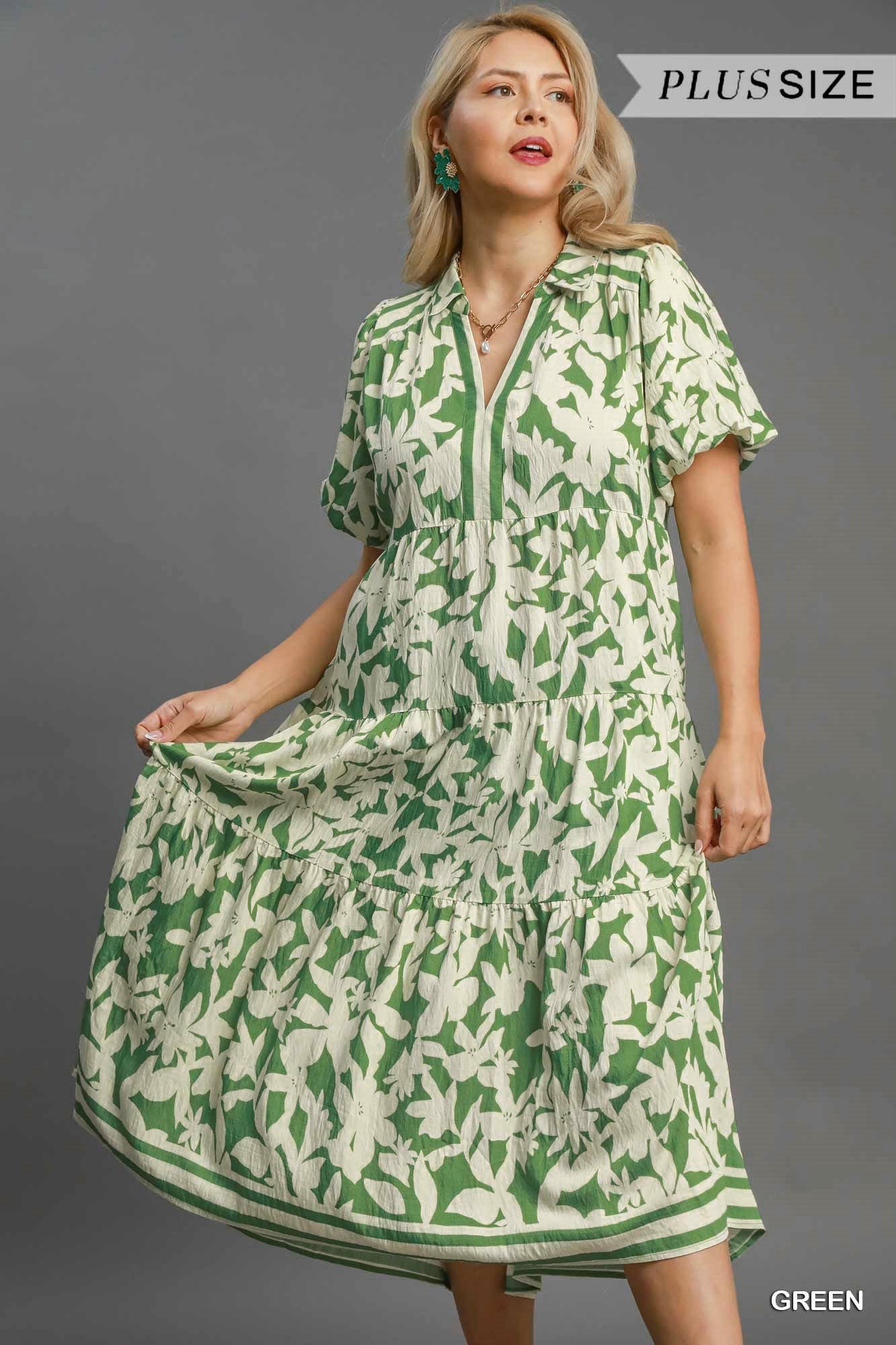 BOTANICAL TIERED MIDI DRESS