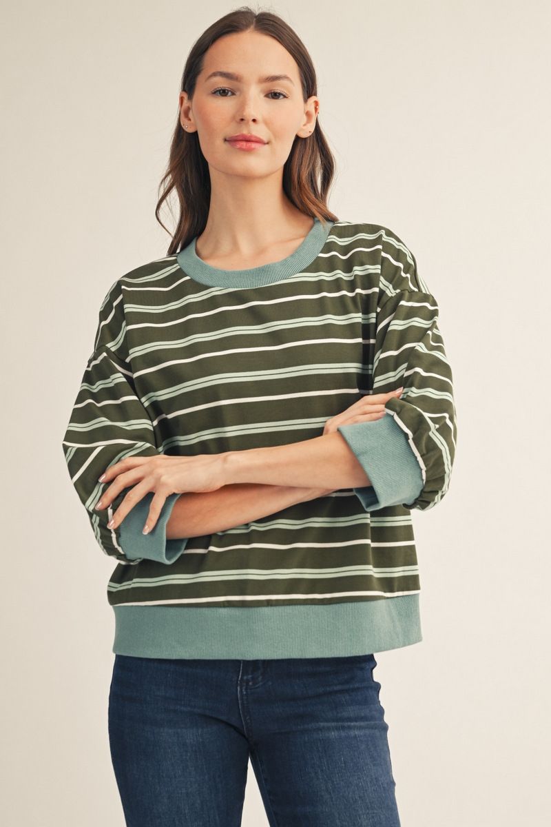 CASUAL OLIVE 3/4 TOP