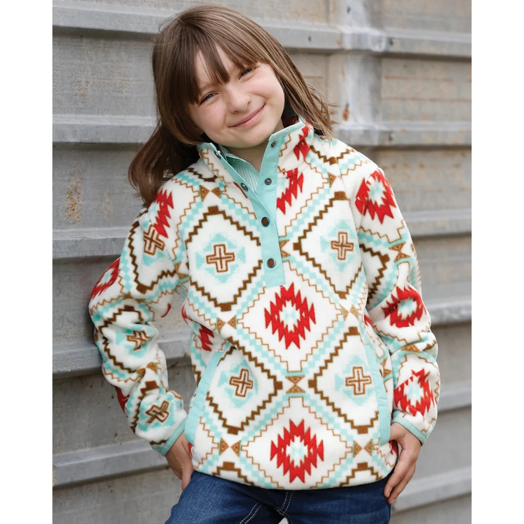 GIRLS CREAM AZTEC PULLOVER
