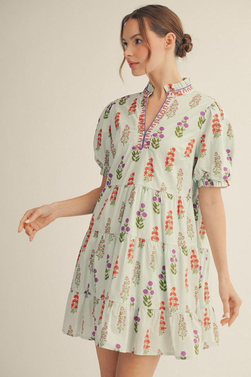 MINT FLOWER FLOW DRESS