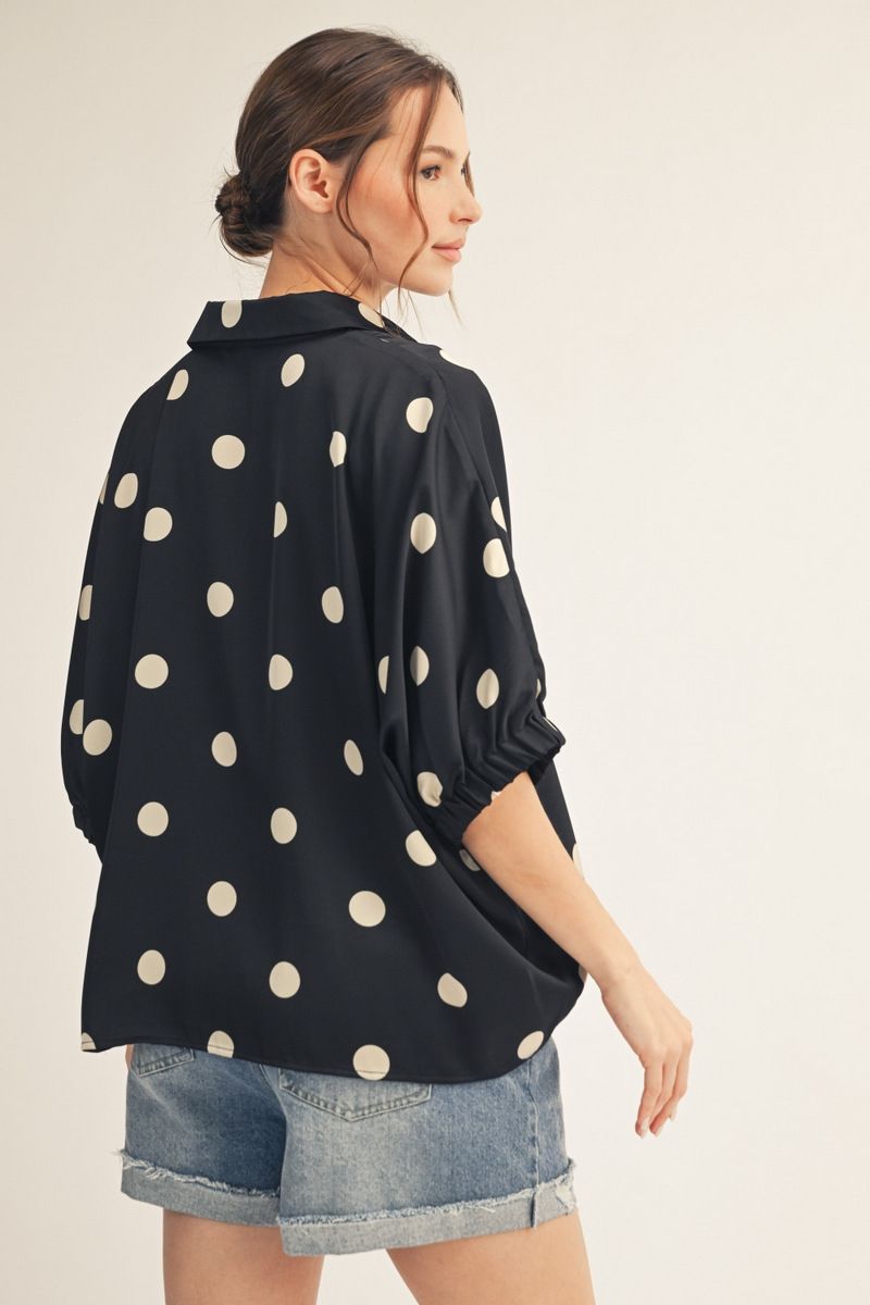 COLLAR POLKA DOT BLACK TOP