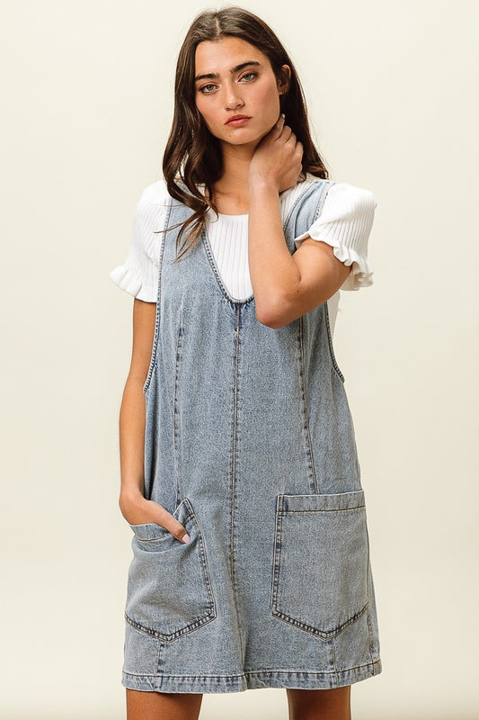DENIM SUSPENDER DRESS